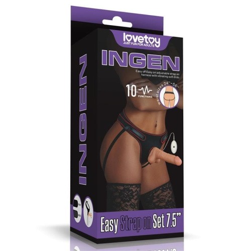 LoveToy Easy Strapon Set 7.5'' - мягкий страпон с реалистичным вибратором, 20х4 см (телесный)